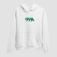 Bear Embroidered White Hoodie