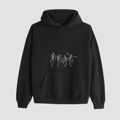Skeletons Embroidered Black Hoodie