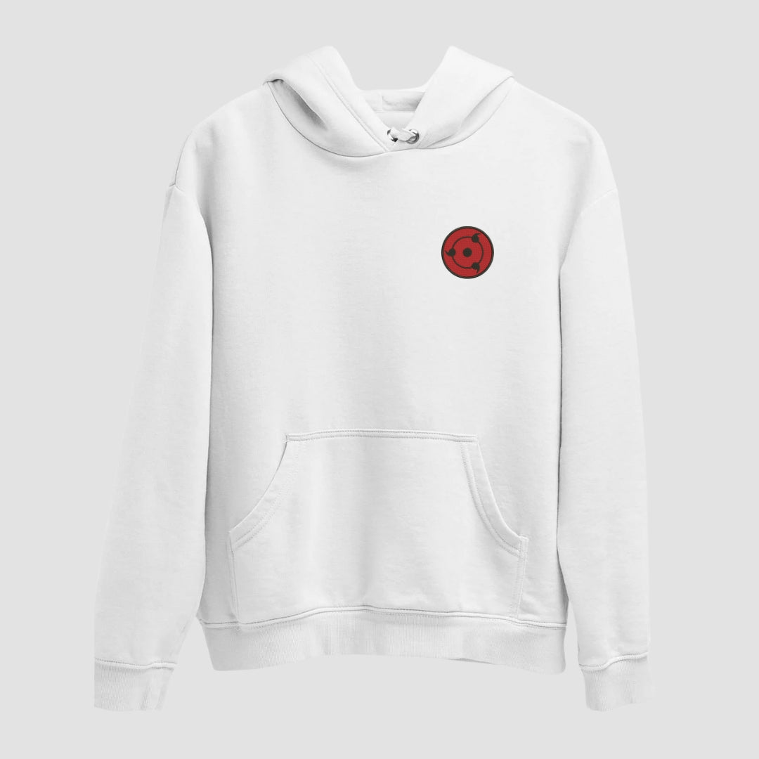 Sharingan Embroidered White Hoodie